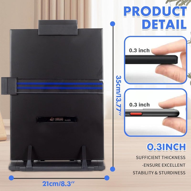 Forever Lover Resulzon Paper Stand Document Holder with 7 Adjustable Positions, Paper Holder Stand for Desk When Typing for Reading A4 Letter, Books, Receipts, Sheet Music, Textbooks - Image 2